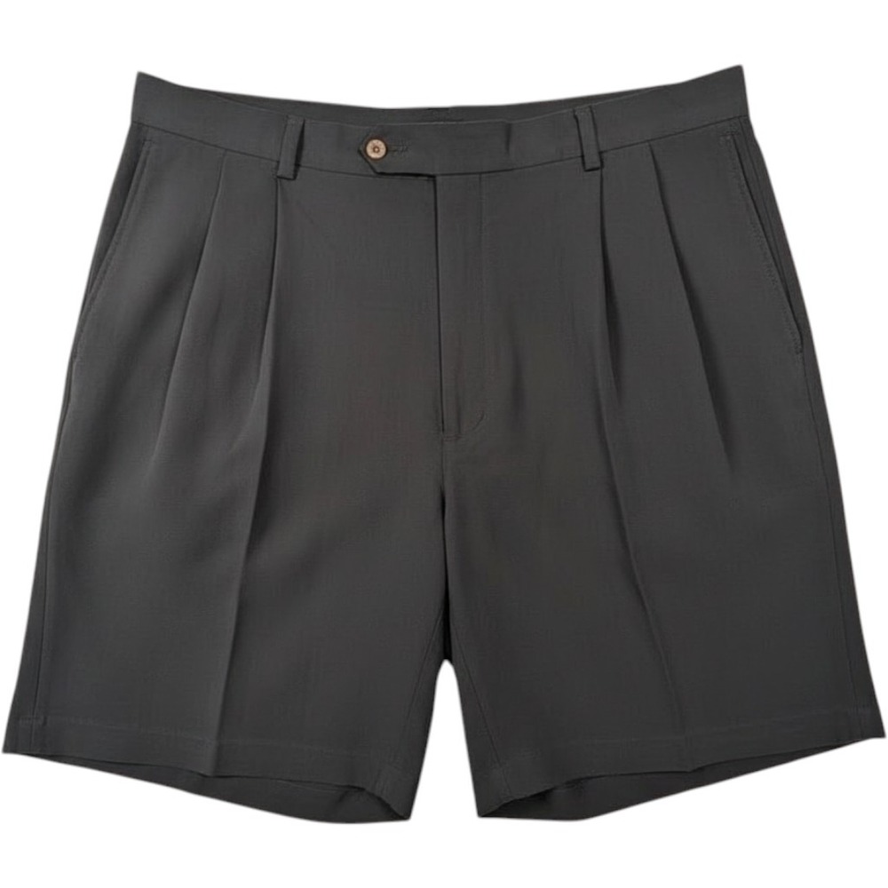 Jos. A.‎ Bank Pleated Shorts Mens 40 Black Silk Blend Herringbone VIP Vacation
